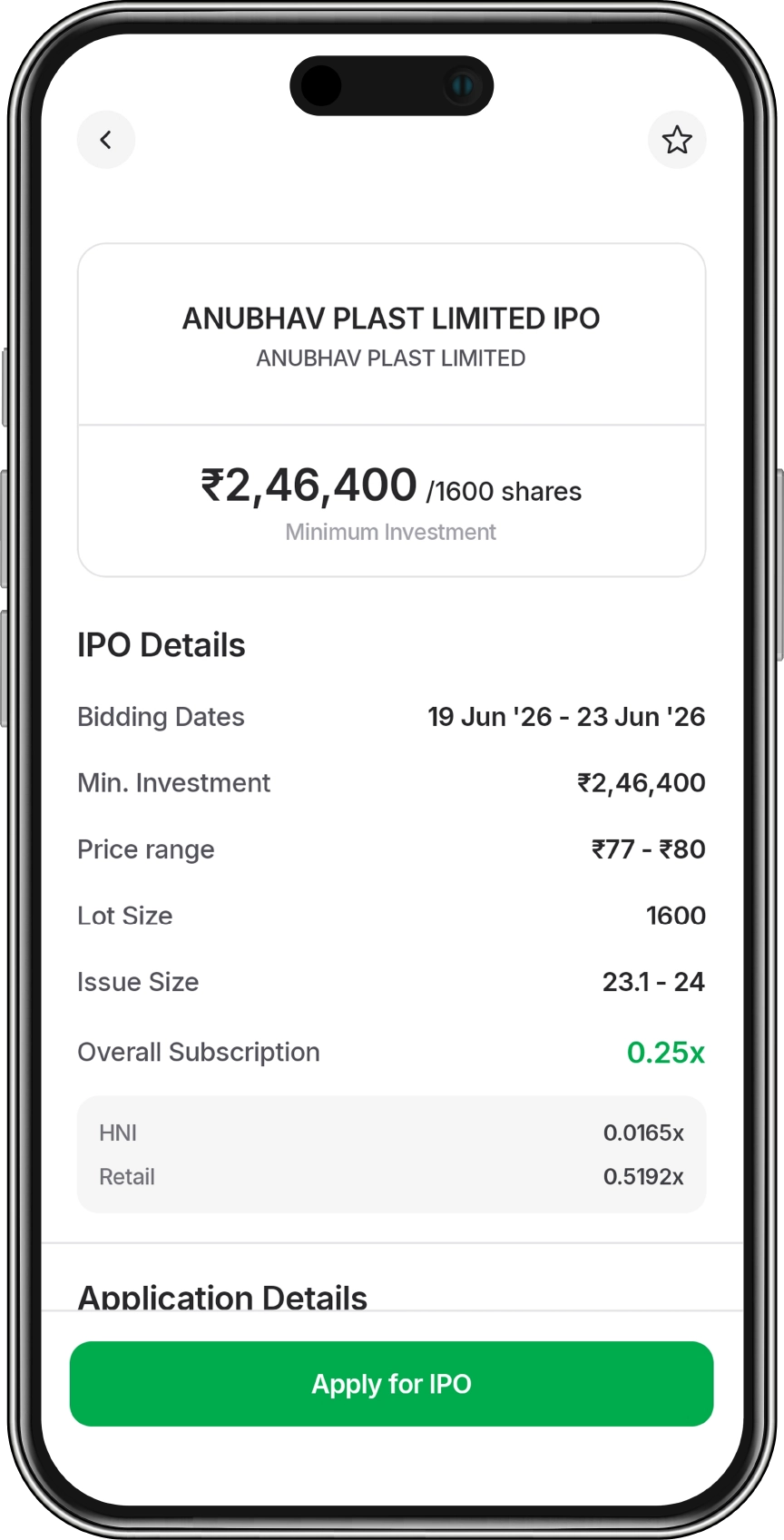 ipo details
